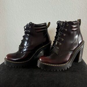 Dr. Martens PERSEPHONE cherry red  leather heeled boots UK 5 EU 38 US 7